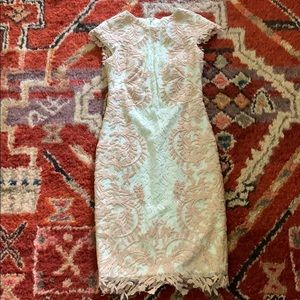 Tadashi Shoji blush and white lace dress